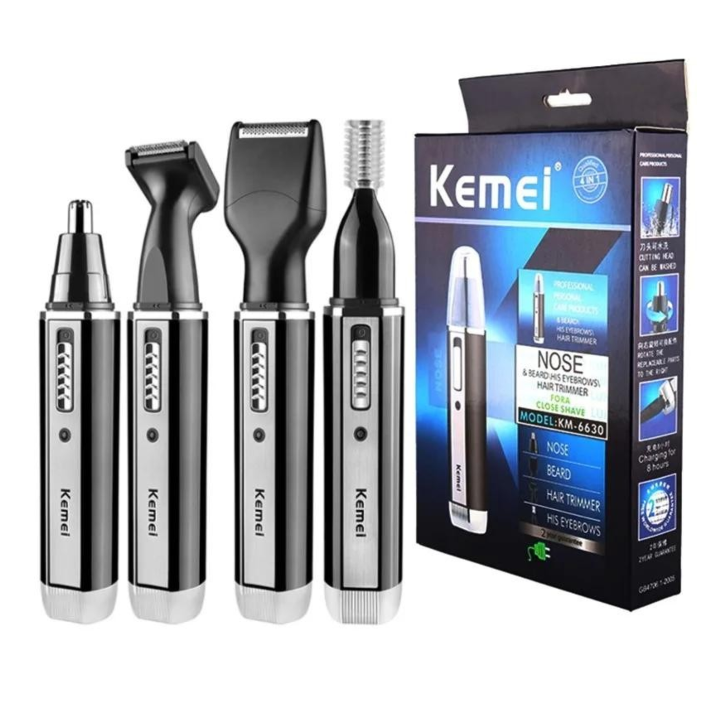 Recortadora Kemei 4 en 1 para hombres, nariz cejas, barba y limpiador de orejas