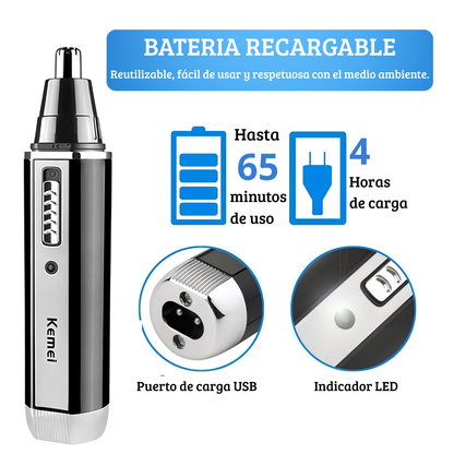 Recortadora Kemei 4 en 1 para hombres, nariz cejas, barba y limpiador de orejas